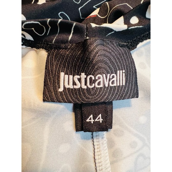 Just Cavalli Black Punk Rock Print Dress Stretchy Fabric Size 44 Fit Medium - Picture 15 of 15